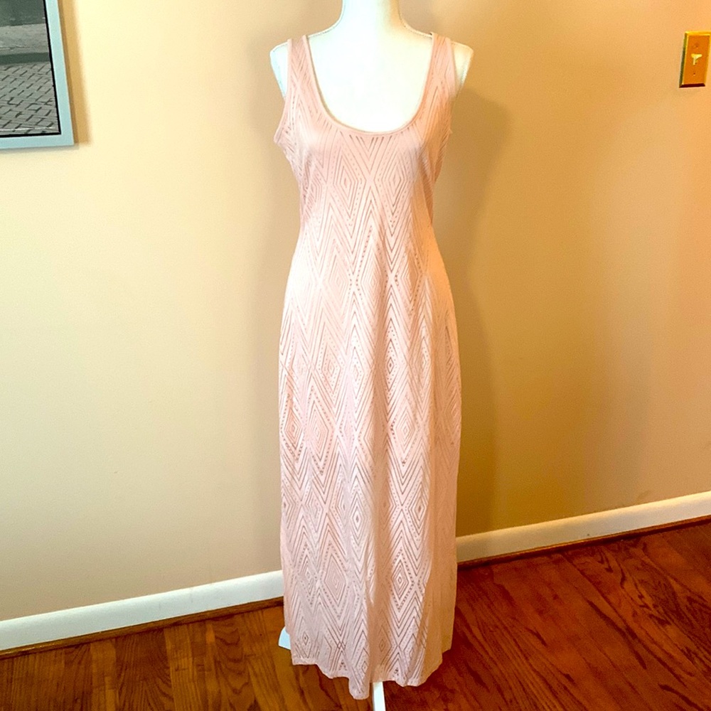 Gorgeous light pink maxi with sheer bottom and short light pink underslip